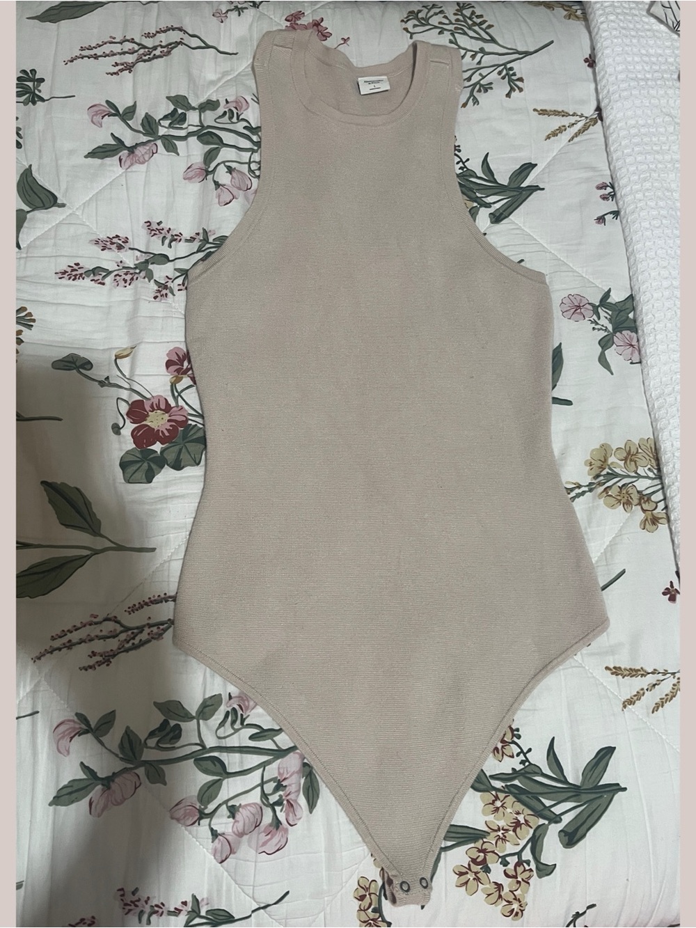 Abercrombie & Fitch Women’s Large Beige Knit Bodysuit Leotard Y2K Clean Girl 90s - Picture 2 of 14